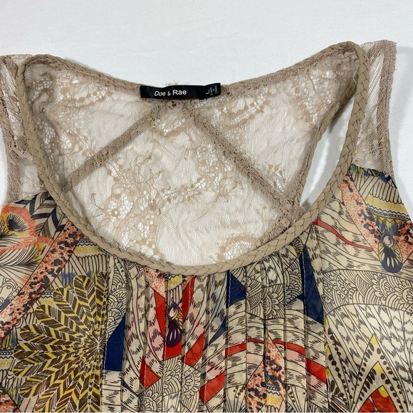 Doe & Rae Tank Top woman’s large Boho Lace Blouse High Low Summer Flowy Sheer - Picture 7 of 13